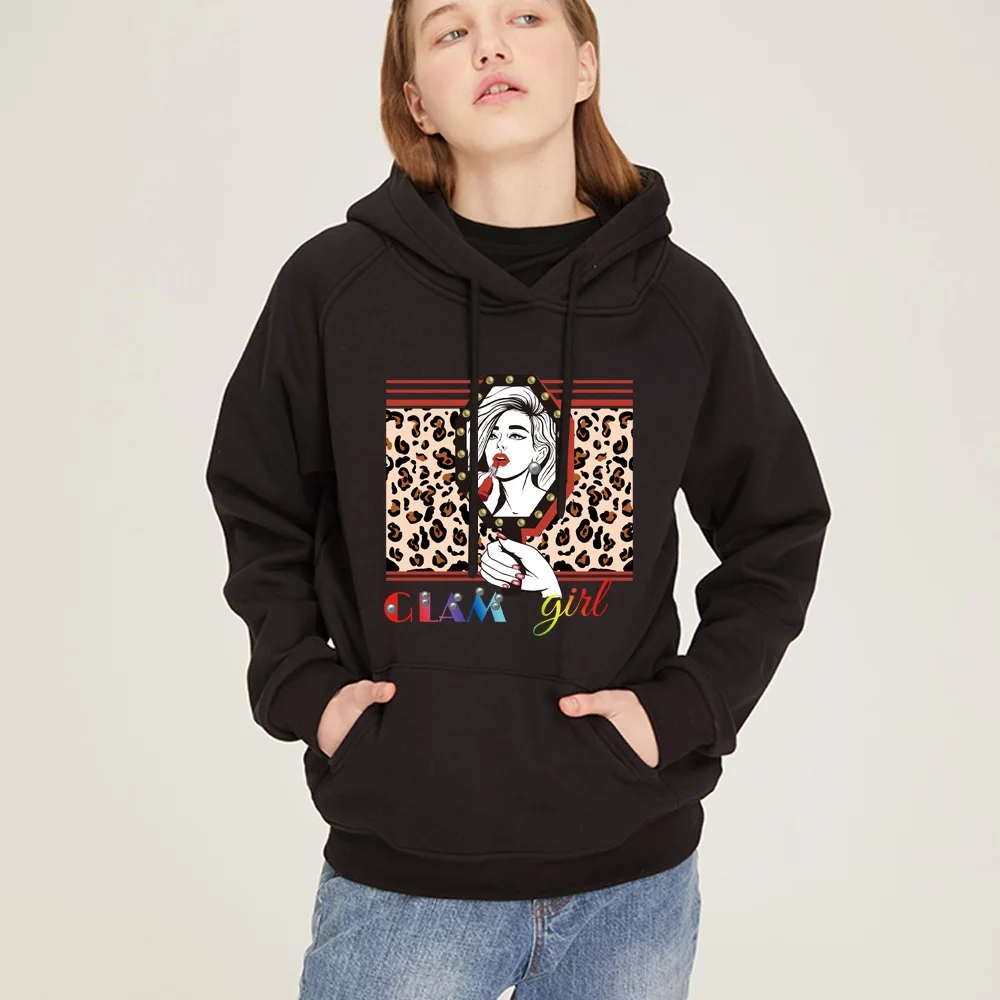 Women Streetwear Hoodies Sweatshirt Autumn Long Sleeve Hoodied Harajuku Hoodie Leopard Print  Loose All-matc Fashion Pullover trendy hoodies for women Hoodies & Sweatshirts