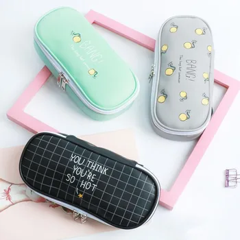 

Multifunction Candy Color Pencil Bags High Capacity Cosmetic Cute Cartoon Fruit Printed Bag Cases Women High Quality Makeup Bag