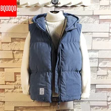 Зимняя мужская жилетка без рукавов с капюшоном, осенняя модная куртка в стиле хип-хоп, свободная верхняя одежда, японское повседневное пальто