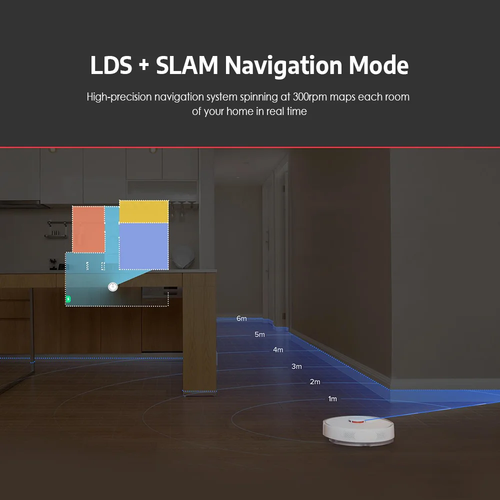 Roborock S6 Pure Smart Sweeping Robot LDS + SLAM Navigation Mode 5200mAh 2000Pa Power 460ml Dustbin