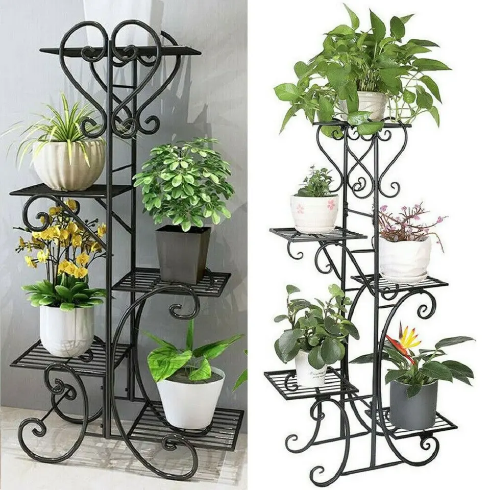 Supporto Portafiori In Metallo Regolabile – Larghezza 20-34 Cm, Altezza 30-40 Cm, Per Interni/Esterni, Nero - 4