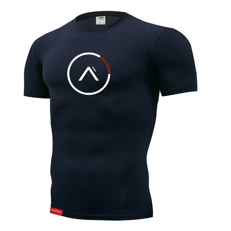 Мужские футболки для фитнеса и спортзала, мужские спортивные футболки для бега, мужские футболки для бега, спортивные футболки, мужские утягивающие футболки, тренировочная рубашка для мышц - Цвет: picture color