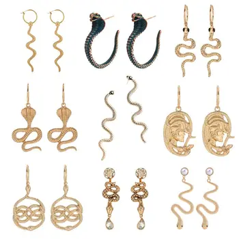 

9 Pairs Golden Snake Earrings Kit Animal Snake Dangle Earrings Snake Wave Drop Earrings for Women Fashion Jewelry