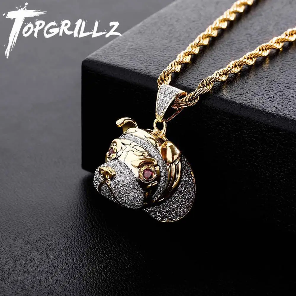 TOPGRILLZ хип хоп ожерелье с головой собаки Подвеска для мужчин женщин Золотой