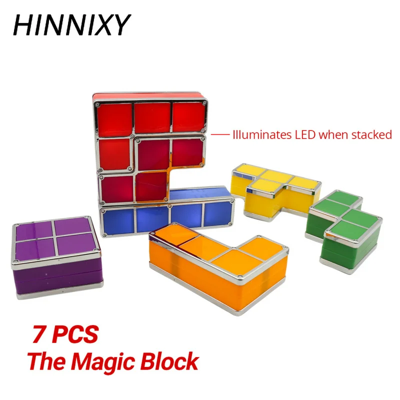 Новинка Hinnixy Tetris Puzzle Light Стекируемый светодиодный прикроватный декор для детей освещение 3D Ретро игра башня лампа красочный кирпич DIY игрушки