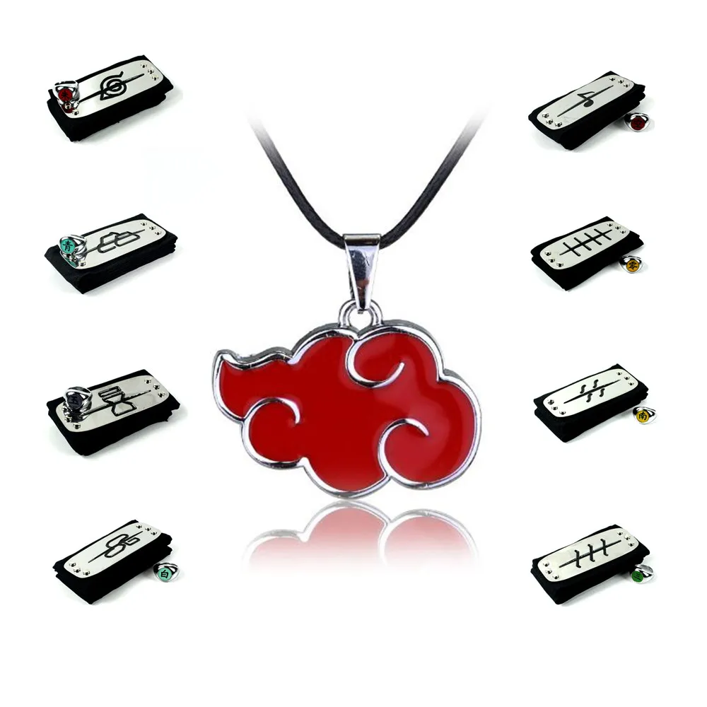 

Naruto Akatsuki Headband Necklace Set Uchiha Itachi Cosplay Prop