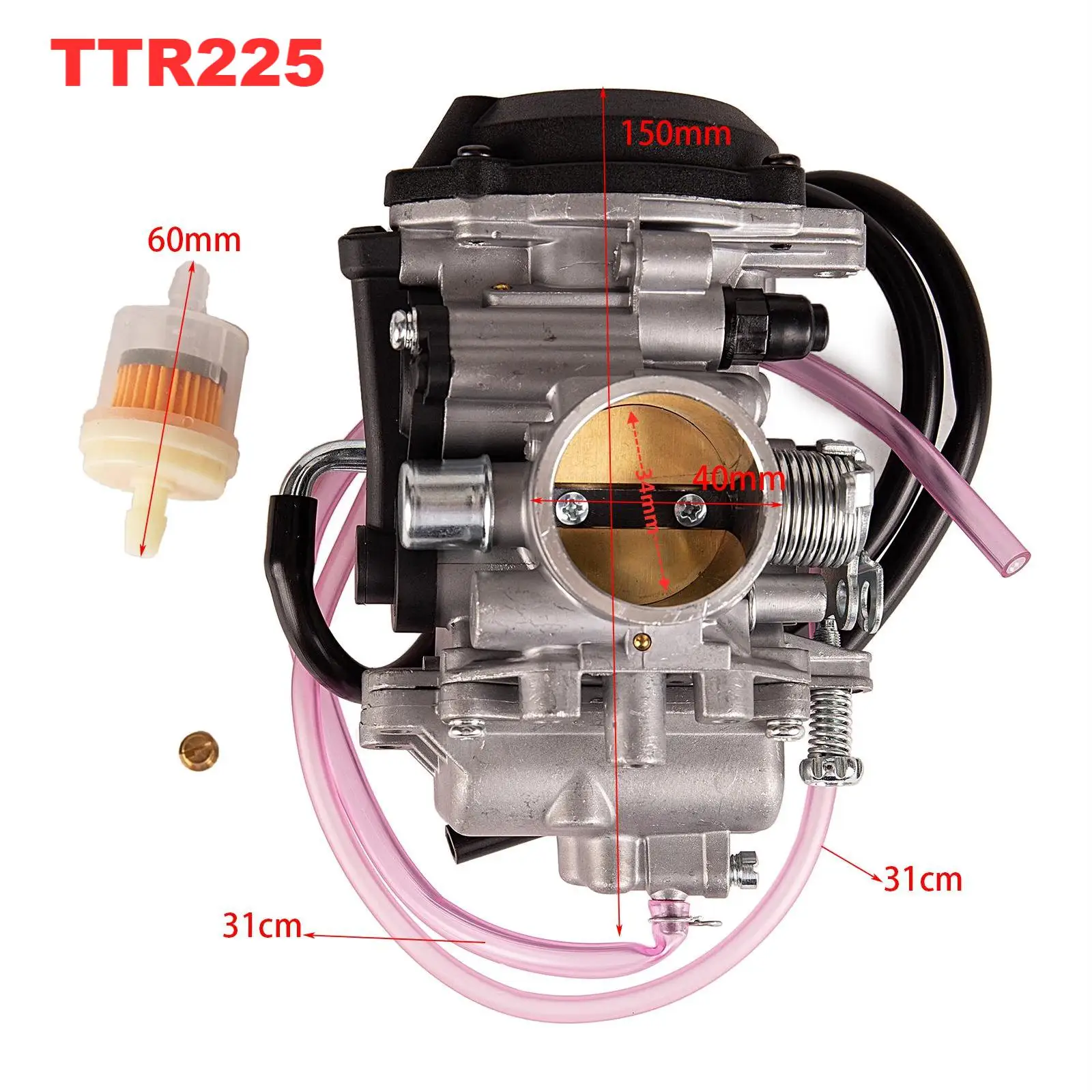

Carburetor Assembly Yamaha TTR225 TTR-225 1999-2004 5FG-14901-00-00 New Carb with Fuel Filter & Fuel Tube