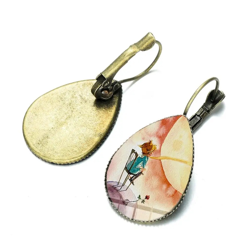 SONGDA Brand Cute Little Prince Earrings Le Petit Prince Fairy Tale Cartoon Collection Glass Photo Cabochon Water Drop Earrings