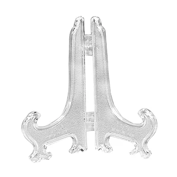 

12Pcs 3 Inch Plastic Easels or Plate Holders Display Dinner Plate (Transparent)