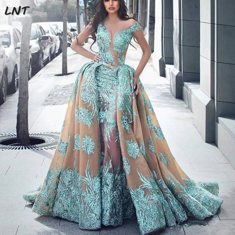 

Off the Shoulder Appliqued Sheer Prom Dresses Sexy Long Evening Gowns Pageant Dress Custom