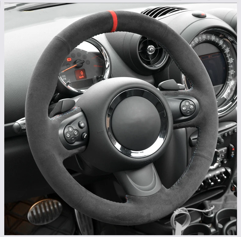Черная Алькантара ручной работы рулевое колесо Крышка для Mini Coupe
