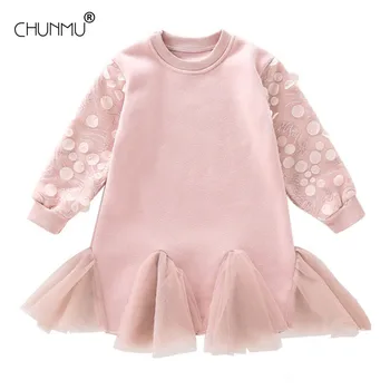 

Autumn Girls Clothes Lace Applique Princess Dresses Casual Long Sleeve Sweater Dress 3-12 Years Girls Dresses Birthday Vestido