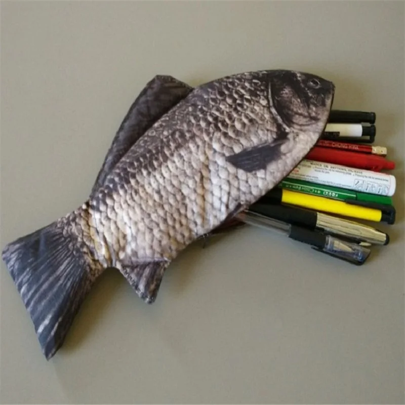 Cartoon Animal Pen Storage Bag with Zip Lock Imitation Fish Make-up Pouch Student Coin Purse Personalized Stationery | Дом и сад