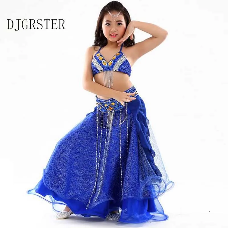 DJGRSTER Children Bellydance Dress Kids Belly Dancing Costume for Stage Competition Girl Ballroom Dance Dress Indian Dancer Sets (5)
