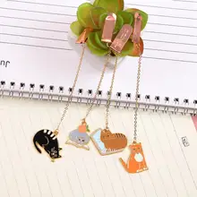 1 шт. случайный милый кот металлическая закладка Мультфильм животное книга Декорации для ребенка подарок школьные офисные принадлежности подвеска Закладка