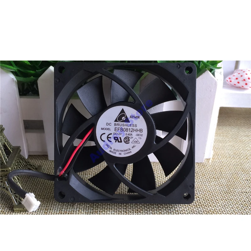 Delta efb0812hb 8015 DC12V 0.4A 8 см двухпроводный Вентилятор охлаждения с двойным шариковым