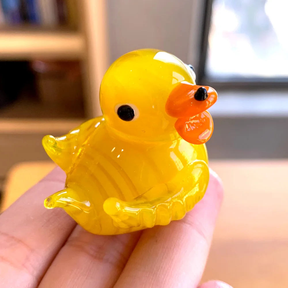 

Yellow Crystal Glass Duck Animal Figurines Ornament Crystal Cute Little Artwork Hand Blown Miniatures Home Decor Kids Xmas Gift