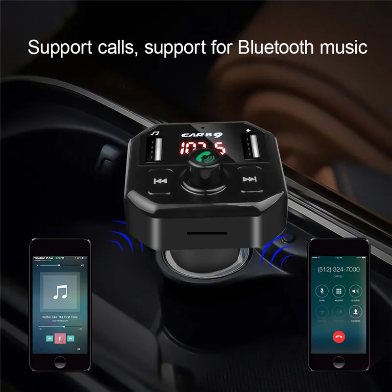 Автомобильный комплект громкой связи беспроводной Bluetooth fm-передатчик модулятор ЖК-дисплей MP3-плеер USB зарядное устройство 2.1A TF карта u-диск AUX музыкальный адаптер