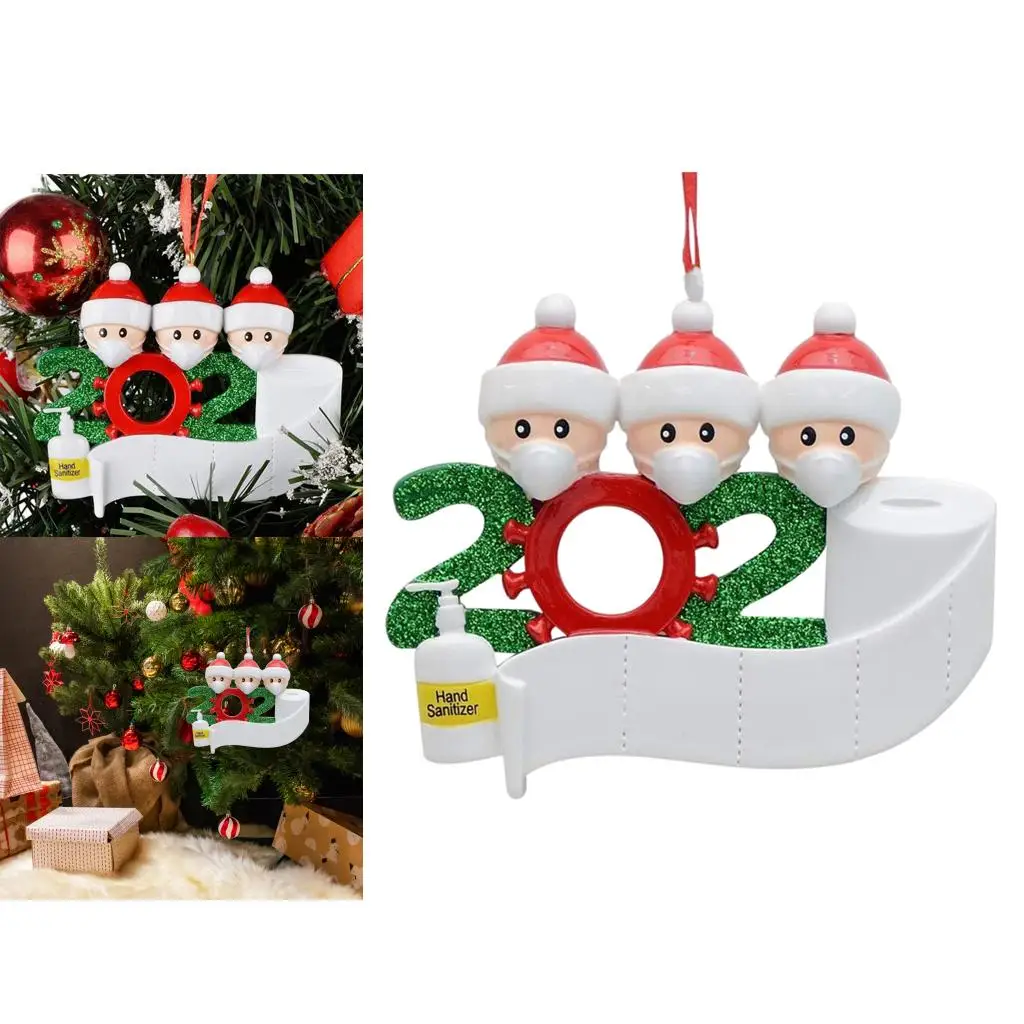 Personalized Name Christmas Ornament Kit with Mask, 2020 Quarantine Survivor Family Customized Christmas Decorating Kit
