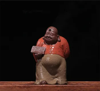 

Purple Clay Wise Man Counting-Frame Tea Pet Creative Tea Tray Handmade Teapets Home Office Decoration Crafts Gift High Quality