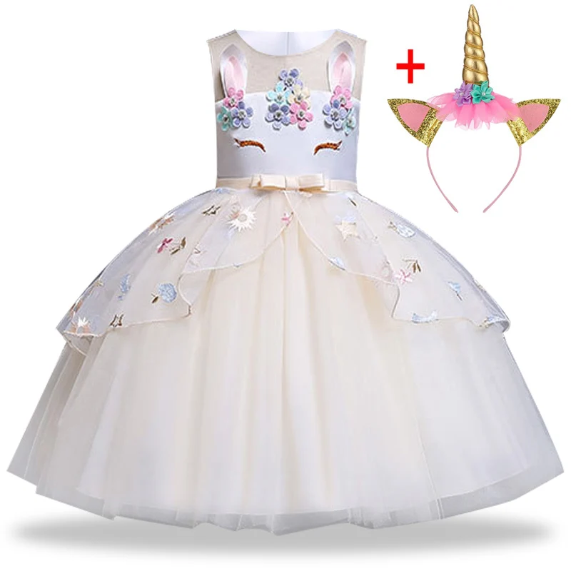Платье с единорогом, детские рождественские платья для девочек, костюм, детское платье принцессы для девочек, праздничное платье для 3, 4, 5, 6, 7, 8, 9, 10 лет