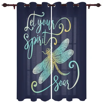 

Animal Dragonfly English Alphabet Luxury Window Curtains Home Living Room Bedroom Item Christmas Living Room Curtains