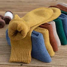 Корейская версия зимних однотонных утепленных махровых женских носков Дышащие носки без пятки теплые бархатные хлопковые носки