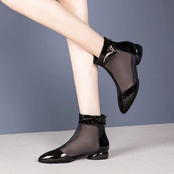 

Summer Breathable Mesh Square Heel Ankle Boots low Heel Shoes Women Pumps Pointed Toe Ladies Shoes Woman Work Shoes