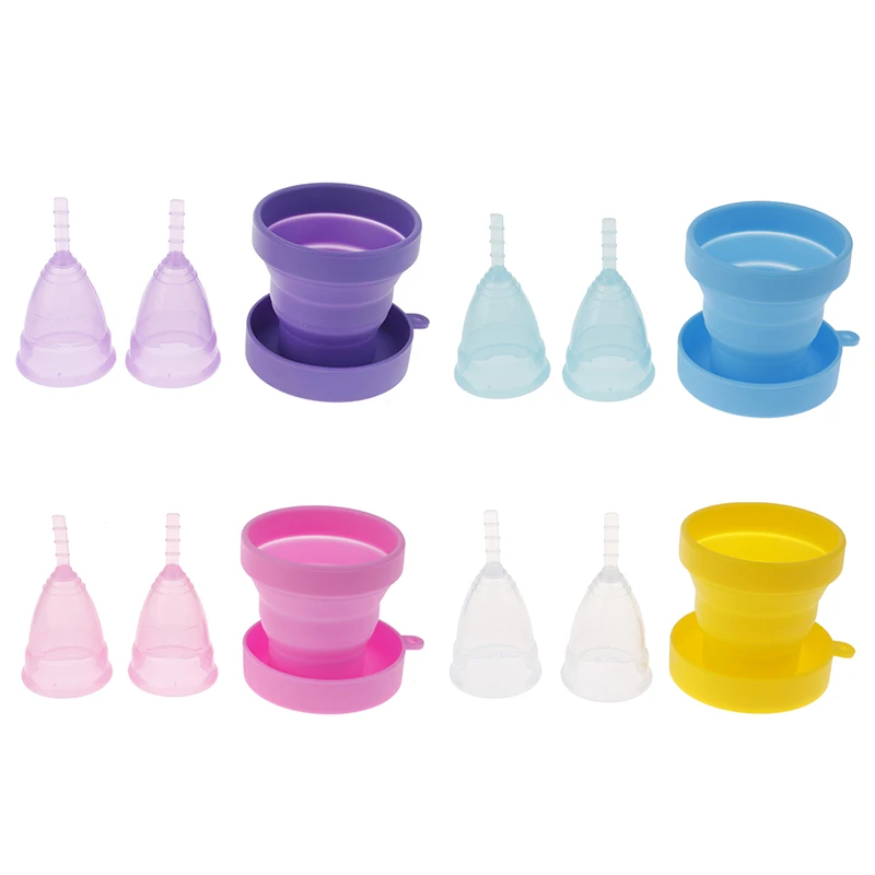 3pcs/Set Menstrual Cup Medical Grade Silicone Menstrual Cup Reusable Lady Cup Sterilizing Women Menstrual Period Cup