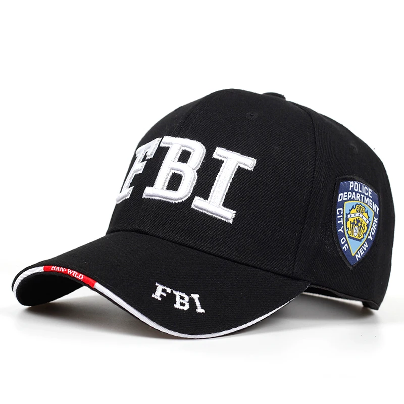 Бейсболка с вышивкой FBI для мужчин и женщин Модная хлопковая бейсболка в стиле