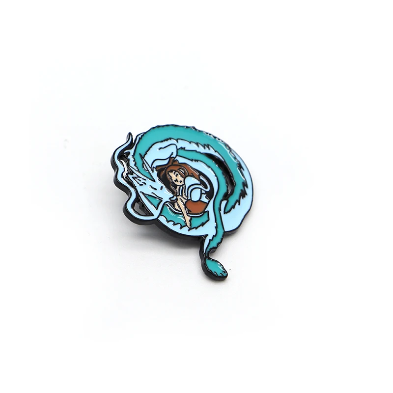 Спиральная эмаль Хаку булавка для детей Hayao Miyazak аниме броши-Значки для лацкана шляпа булавки "сумка" Женская Брошь дракон значок A61