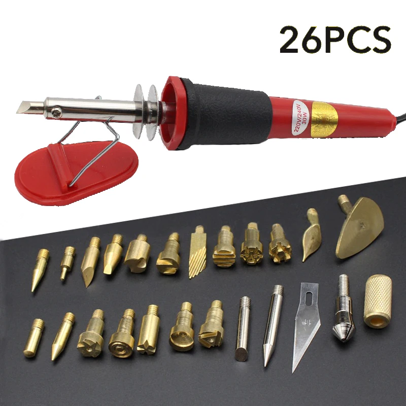 7/26 шт. 110/220V Электрический паяльник для подключения к DIY деревянные резные паяльник сварочный припой инструменты с паяльной EU/US/UK Разъем