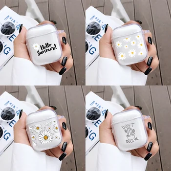 

For AirPods 1 Case Daisy Flower Transparent Clear Soft Silicon Wireless Bluetooth Earphone Cases For Apple Airpods 2 Cover Funda
