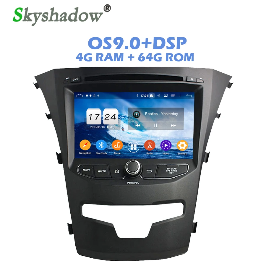 DSP ips Android 9,0 4 Гб+ 64 ГБ+ 8 ядерный автомобильный dvd-плеер Мультимедиа gps карта RDS радио wifi Bluetooth 4,2 для SsangYong Korando