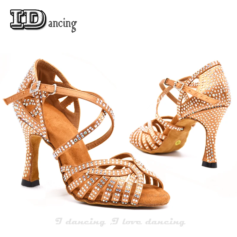 Women's Latin dance shoes Ballroom dance shoes Party Square dance shoes Shining rhinestones Soft Bottom 5CM-10CM JuseDanc