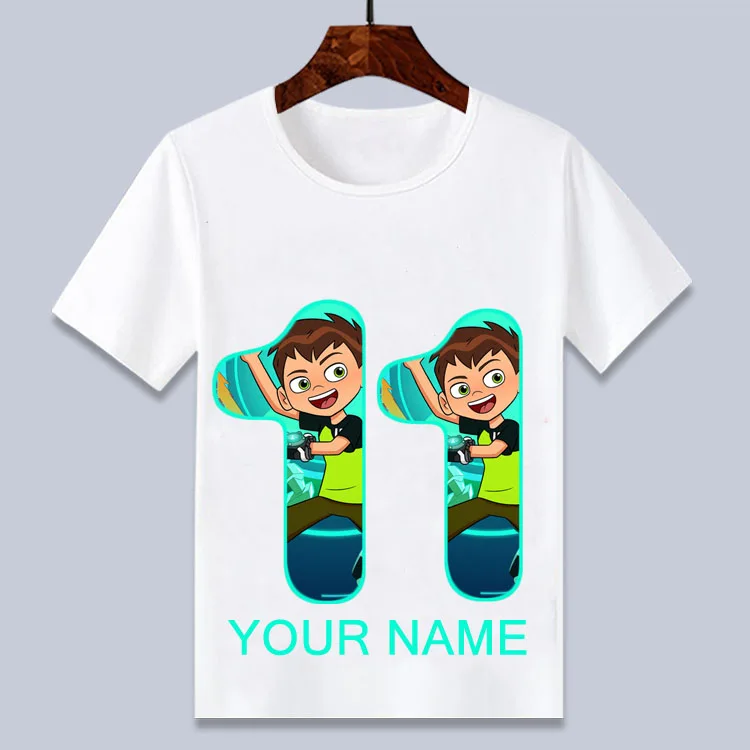 8 Новое поступление, футболка с надписью «ben 10 happy birthday» для мальчиков и девочек, летний топ, подарок на день рождения - Цвет: 8
