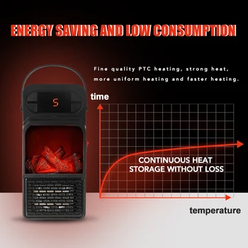 

900W Handy Flame Heater Mini Electric Space Heater Warmer Fan Blower Radiator Heating for Winter Office Room Air recuperator