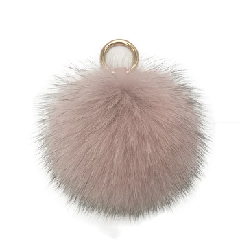 

Pompom Key-Ring Car Charm Pendant Woman Fashion Cute Real Fox Fur ball Bag-Hang Pendant Plush keychain