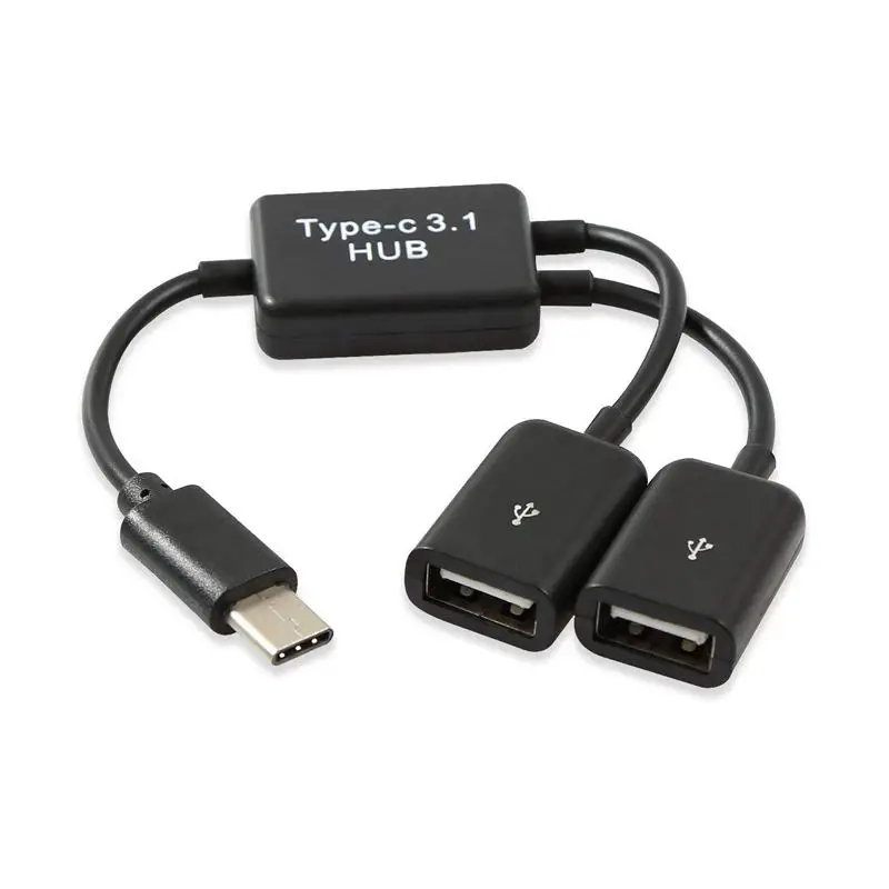 Розничная type C OTG USB 3,1 папа-Двойной 2,0 мама OTG Зарядка 2 порта хаб кабель Y сплиттер