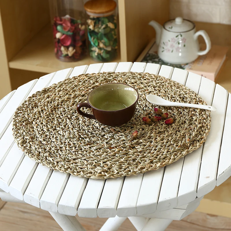 

Natural Round Rattan Coasters Heat-resistant Mug Pad Tea Saucer Coffee Dining Table Mats Posavasos Placemat Kitchen Decoration