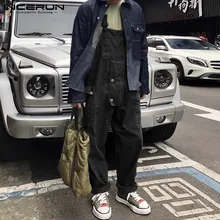 INCERUN, модные мужские однотонные прямые брюки, повседневный Джокер комбинезон на подтяжках, уличная одежда для бега, мужские комбинезоны