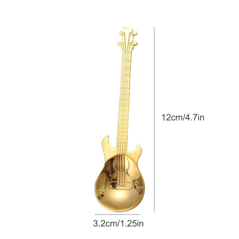 4PCS Guitar Coffee Spoons 304 Stainless Steel Musical Teaspoons Mixing Spoons Sugar Spoon Fashion Tableware Party gift stainless steel spoon tea spoon