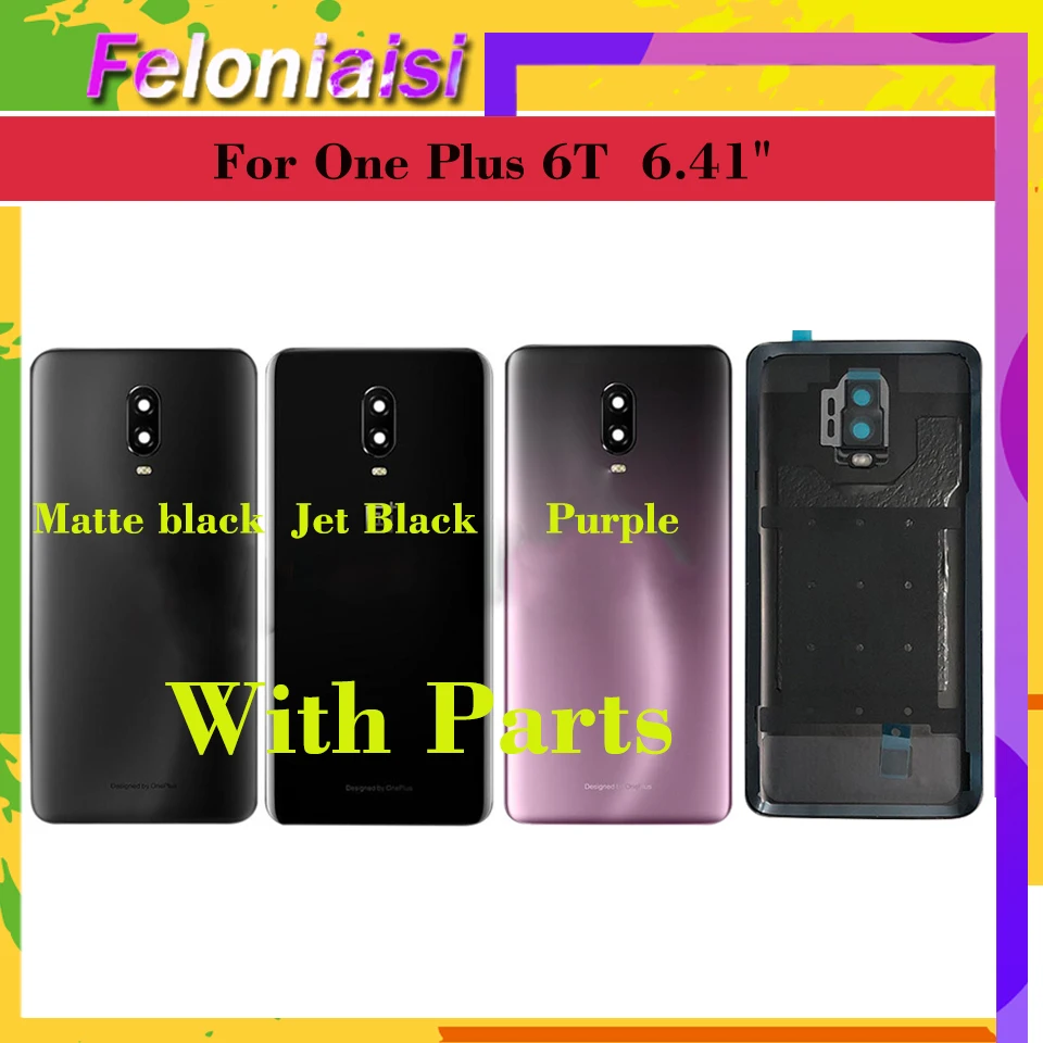 Корпус для Oneplus 6T One plus 6t Задняя Крышка батарейного отсека настоящая задняя крышка стеклянная крышка корпуса телефона+ запчасти для объектива камеры