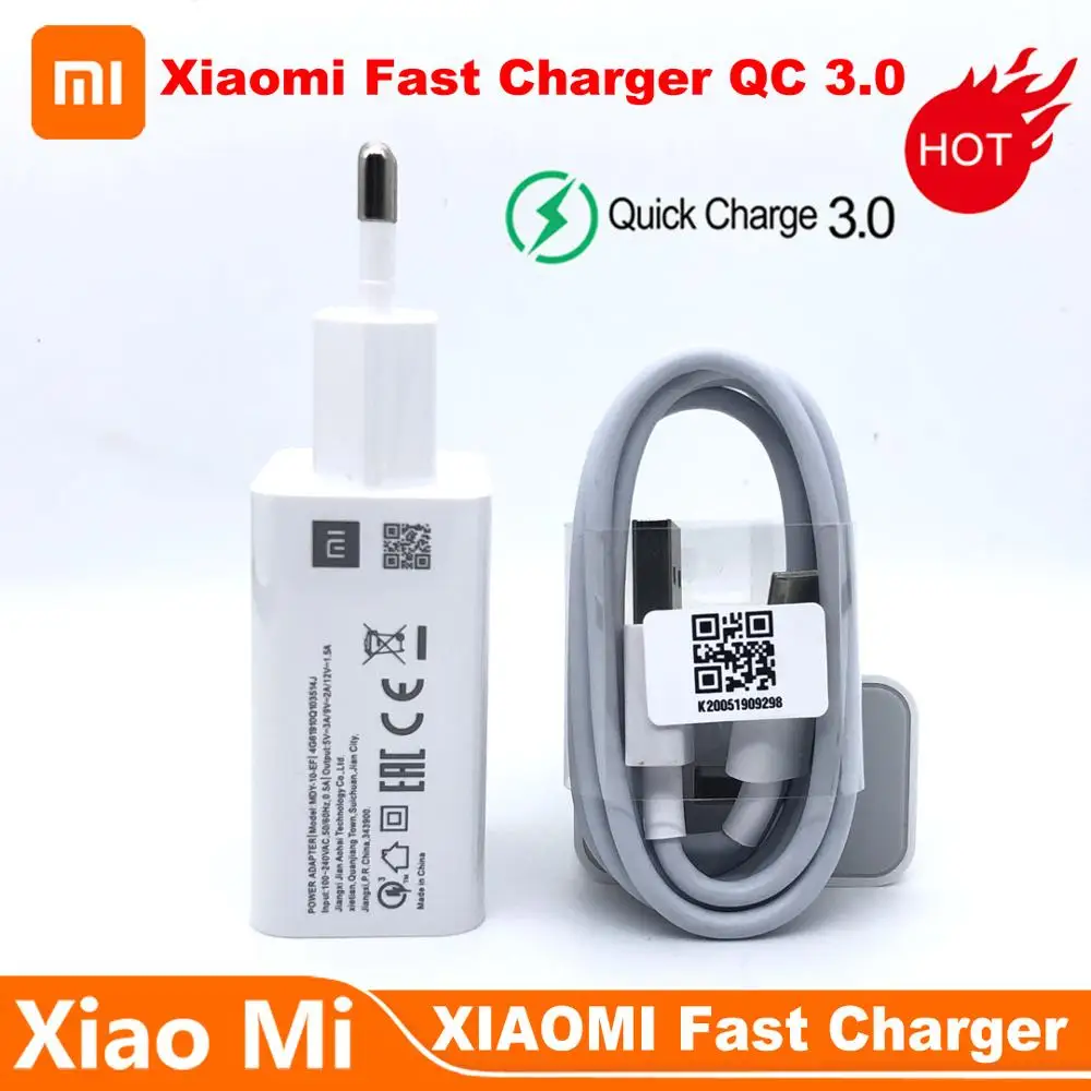 

Original MI 9SE QC3.0 Fast USB Wall Charger Micro Usb and Type C Cable Quick Charge for Mi 9 8 SE CC9 A3 Mix Redmi Note 7 6 5 4