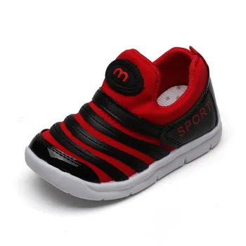 

2020 Spring Kid's Shoes Casuals Slip-On Striped Shallow Round Toe Neutral Flat Heels Non-slip KLBB-A88