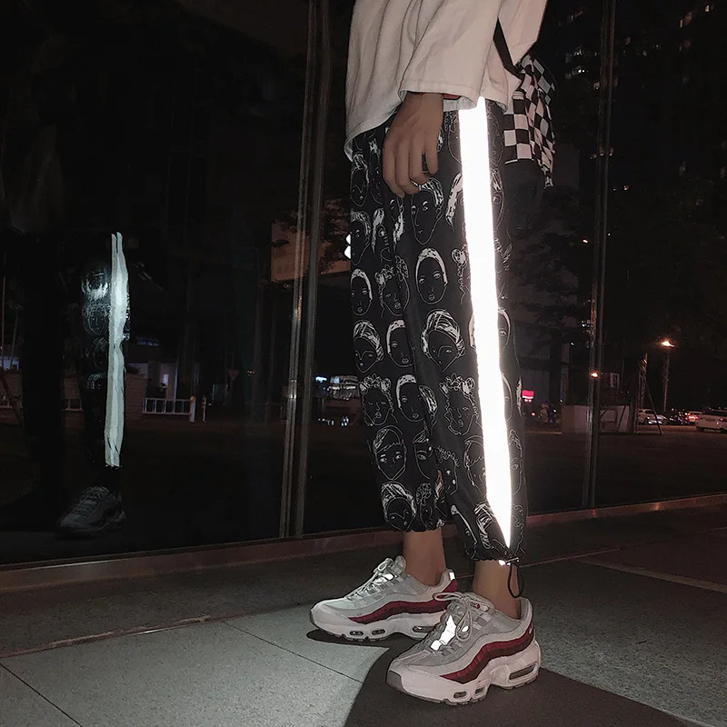 HOUZHOU Reflective Pants Women Hip Hop Joggers Women Pant Female Printing Trousers Gothic Plus Size Streetwear Dropshipping HOUZHOU Reflective Pants Women Hip Hop Joggers Women Pant Female Printing Trousers Gothic Plus Size Streetwear Dropshipping