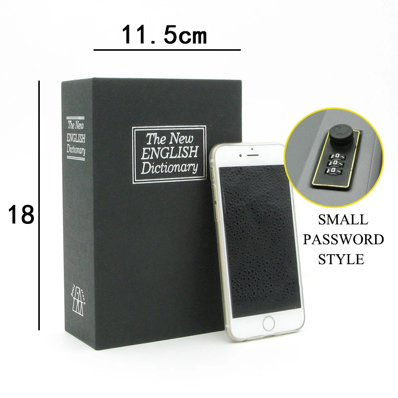 small black Книга Сейф депозит большой пароль коробка с замком бумага деньги депозит коробка детская прекрасный творческий подарок на день рождения - Цвет: small black