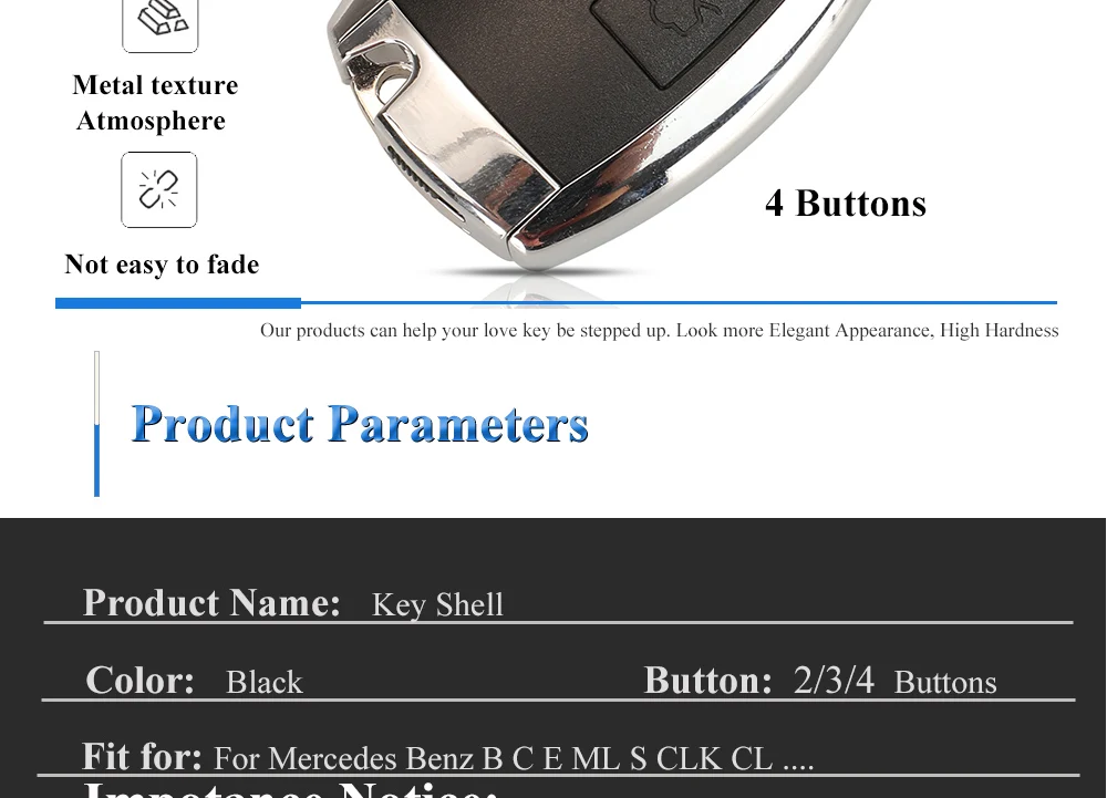 Keyforkess 2/3/4 pulsanti chiave dell'automobile Shell per Mercedes Benz B C E ML S CLK CL sostituzione modificata Smart Auto Key Case Upgrade - H104944269a3840199a82ede7eb454c8c3