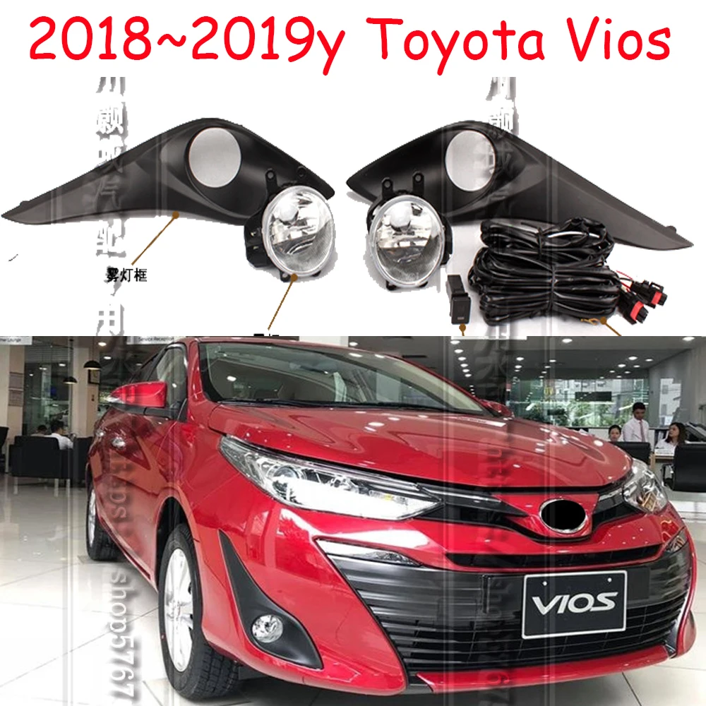 

1set car bumper headlight for Toyota Vios fog light yaris 2018~2019y car accessories halogen bulb auto vios headlamp