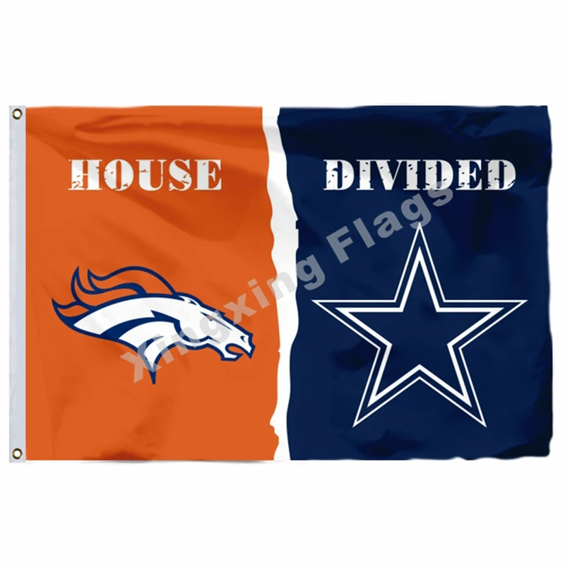 Z19 Denver Broncos Dallas Cowboys дом разделенный флаг 3ft X 5ft полиэстер баннер Размер № 4 90X150 см пользовательский флаг - Цвет: Z19